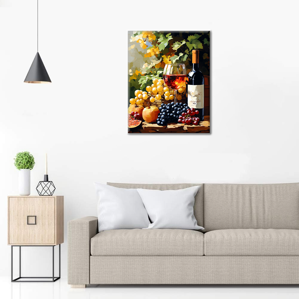 Vin et fruits dans le vignoble - Peinture par numéros