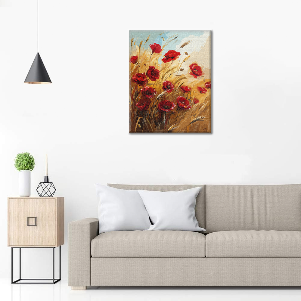Champ de blé et fleurs – Peinture par numéros