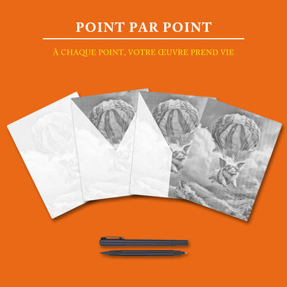 Cochon volant - Peinture à Points