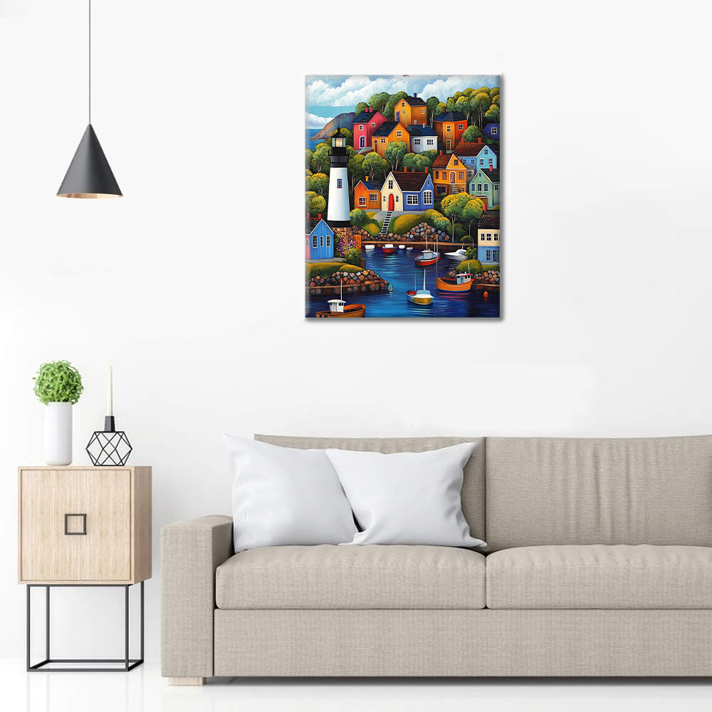 Village coloré – Peinture par numéros
