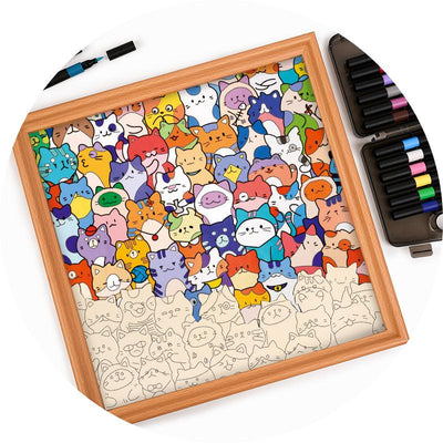 Puzzle en bois à colorier