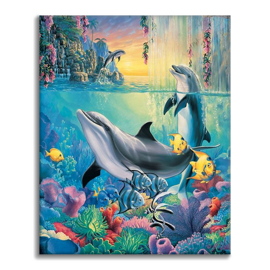 Dessin de dauphin sauteur – Peinture par numéros