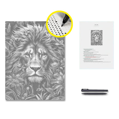 Feuillage et fureur du lion - Peinture pointilliste