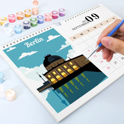 Édition Monuments Célèbres – Calendrier de Bureau 2027 à Peindre par Numéros