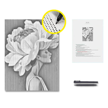 Fleur et femme - Peinture à points