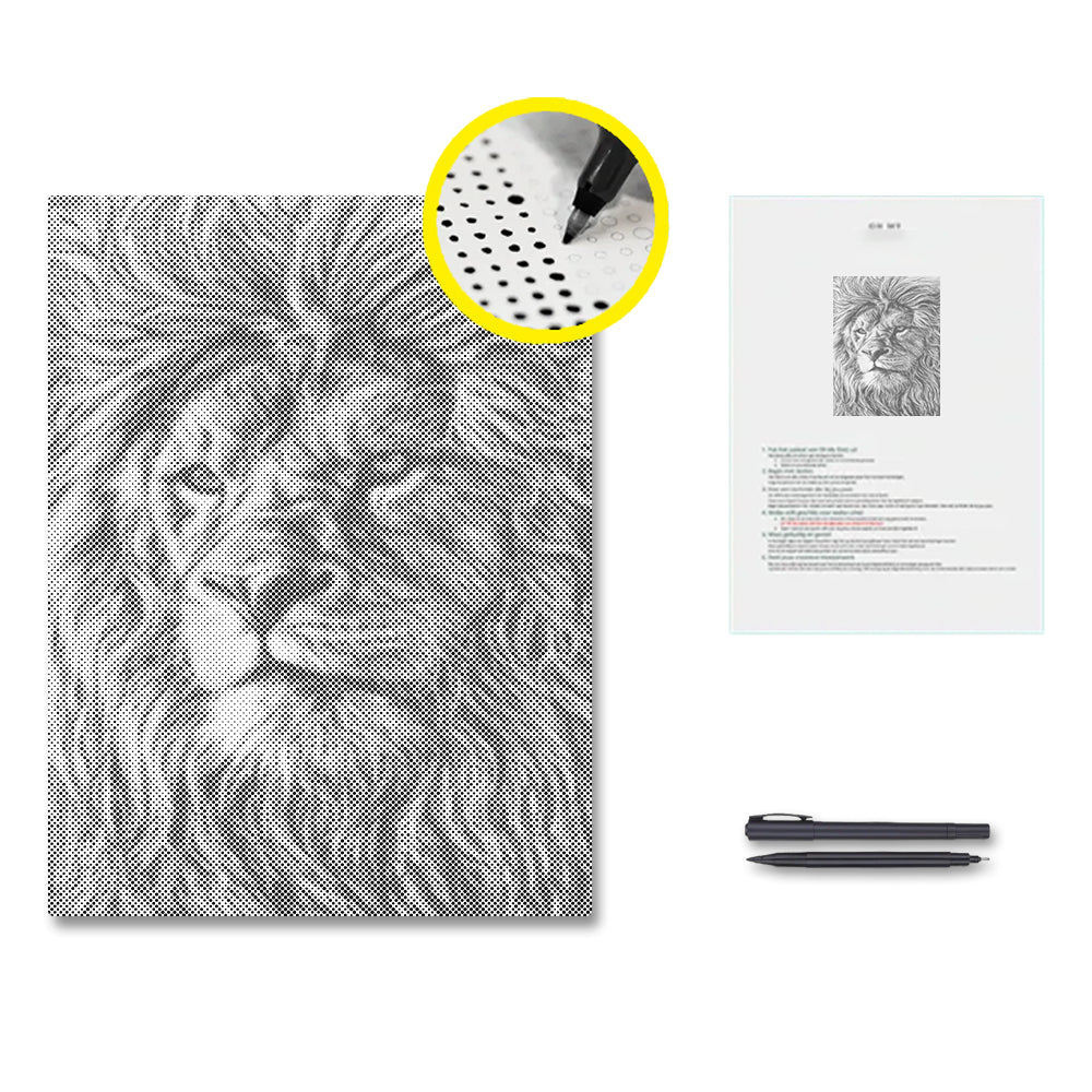 Lions géants africains - Peinture à points