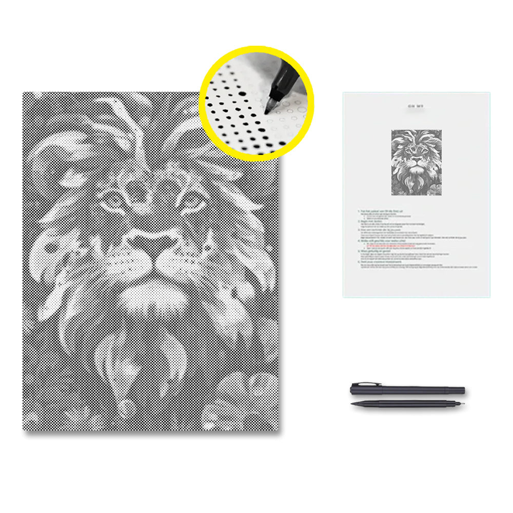 Lion au cœur courageux - Peinture à points