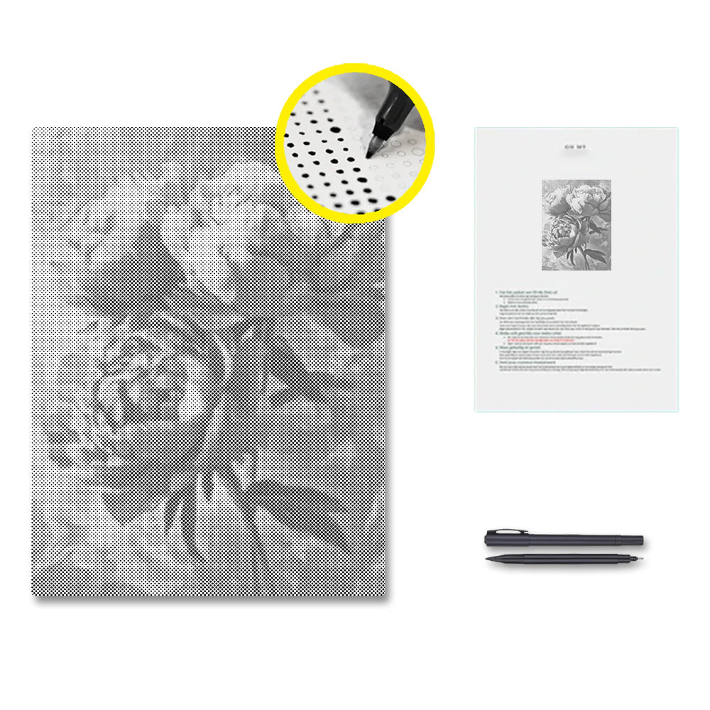 Pivoine rose - Peinture à points