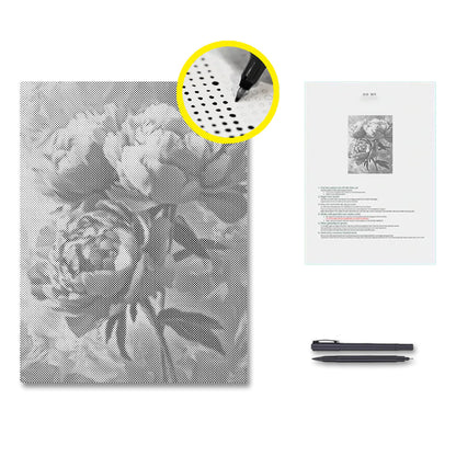 Pivoine rose - Peinture à points