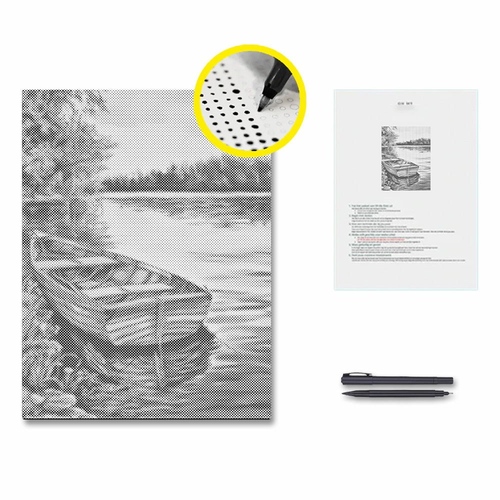 Bateaux sur le lac - Peinture à points