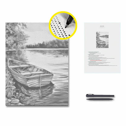 Bateaux sur le lac - Peinture à points