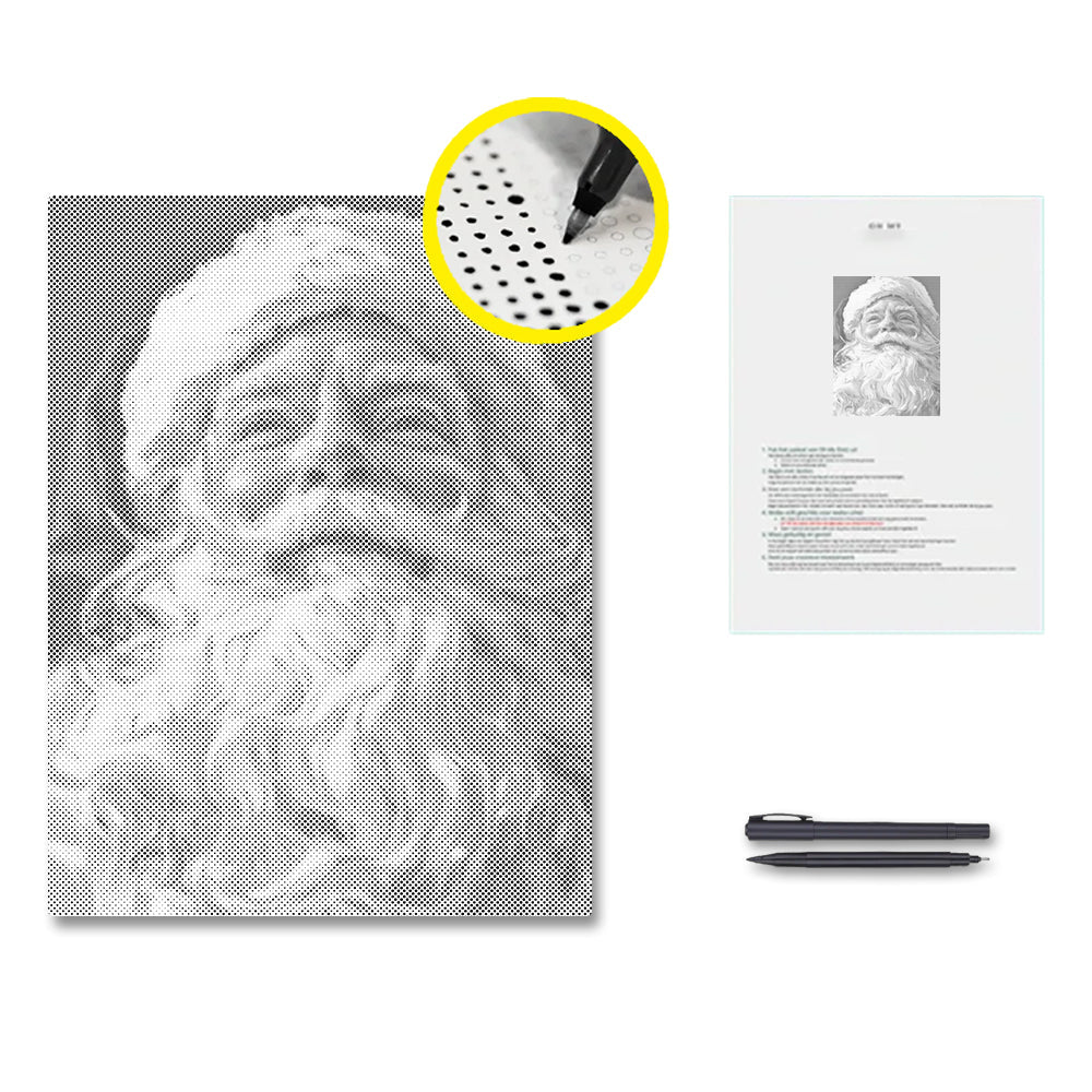 Le Père Noël bienveillant - Peinture à points