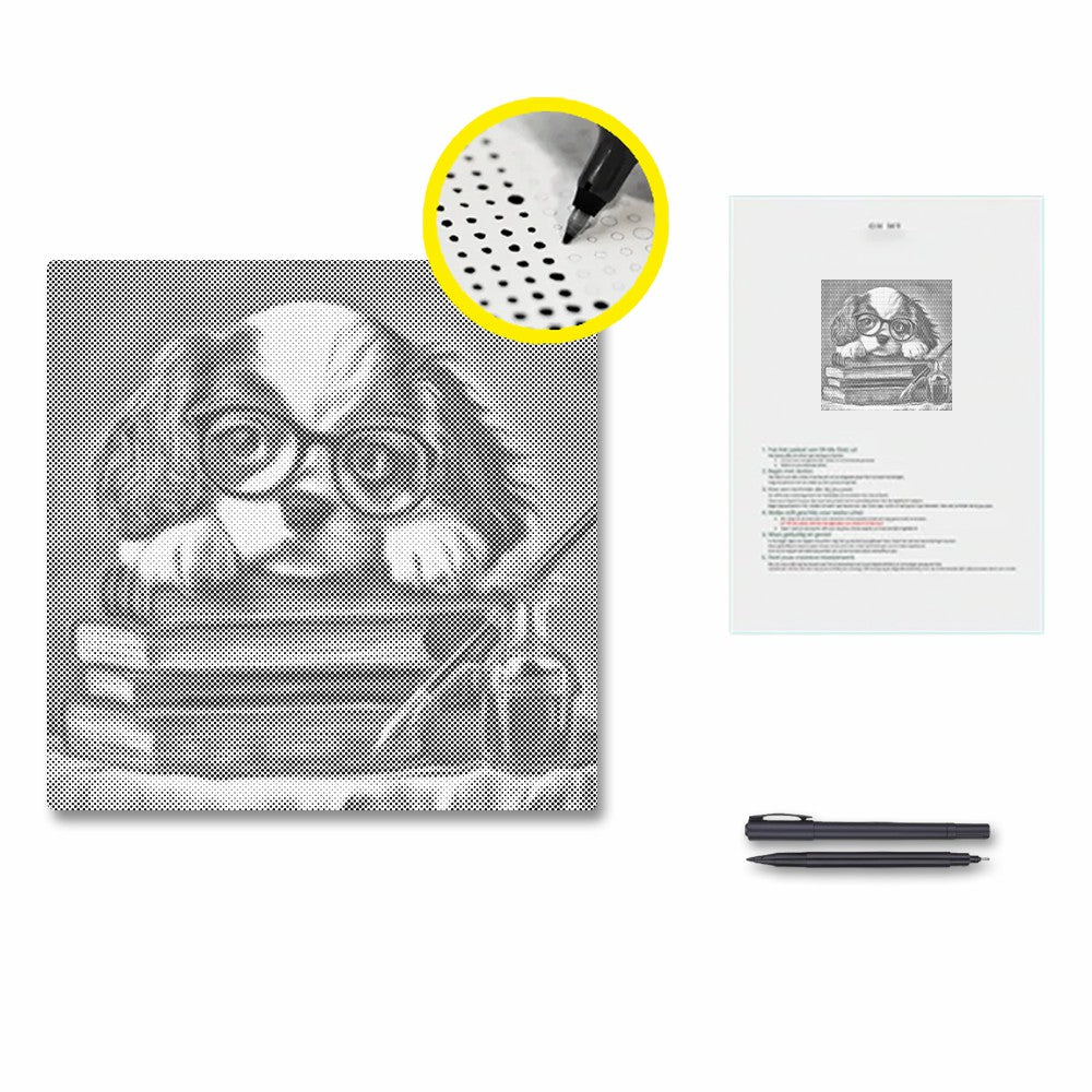 Charme de chiot studieux - Peinture à points