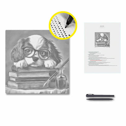 Charme de chiot studieux - Peinture à points
