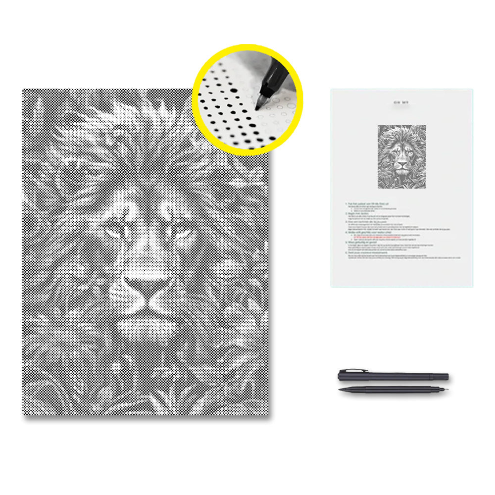 Feuillage et fureur du lion - Peinture pointilliste
