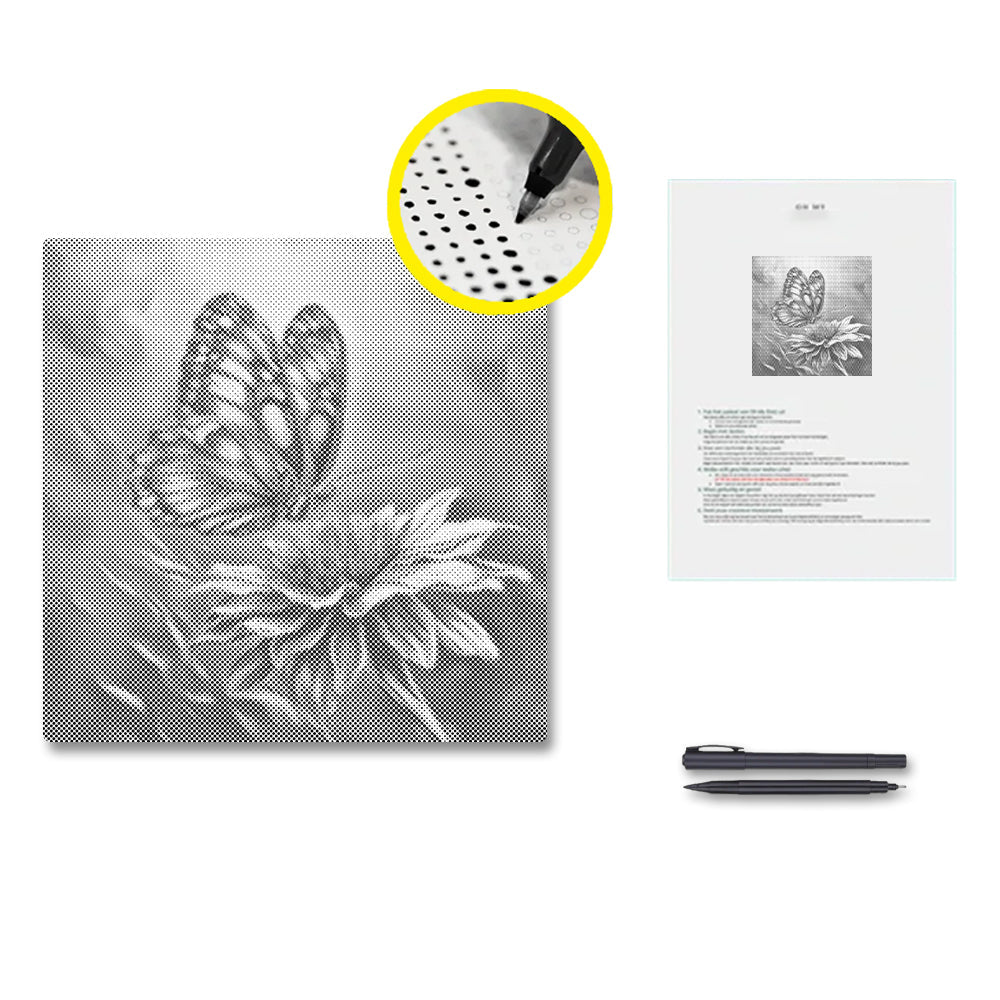 Papillon vibrant - Peinture à points