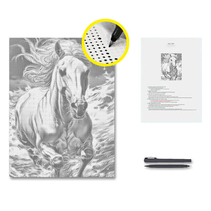 Cheval majestueux au galop - Peinture à points