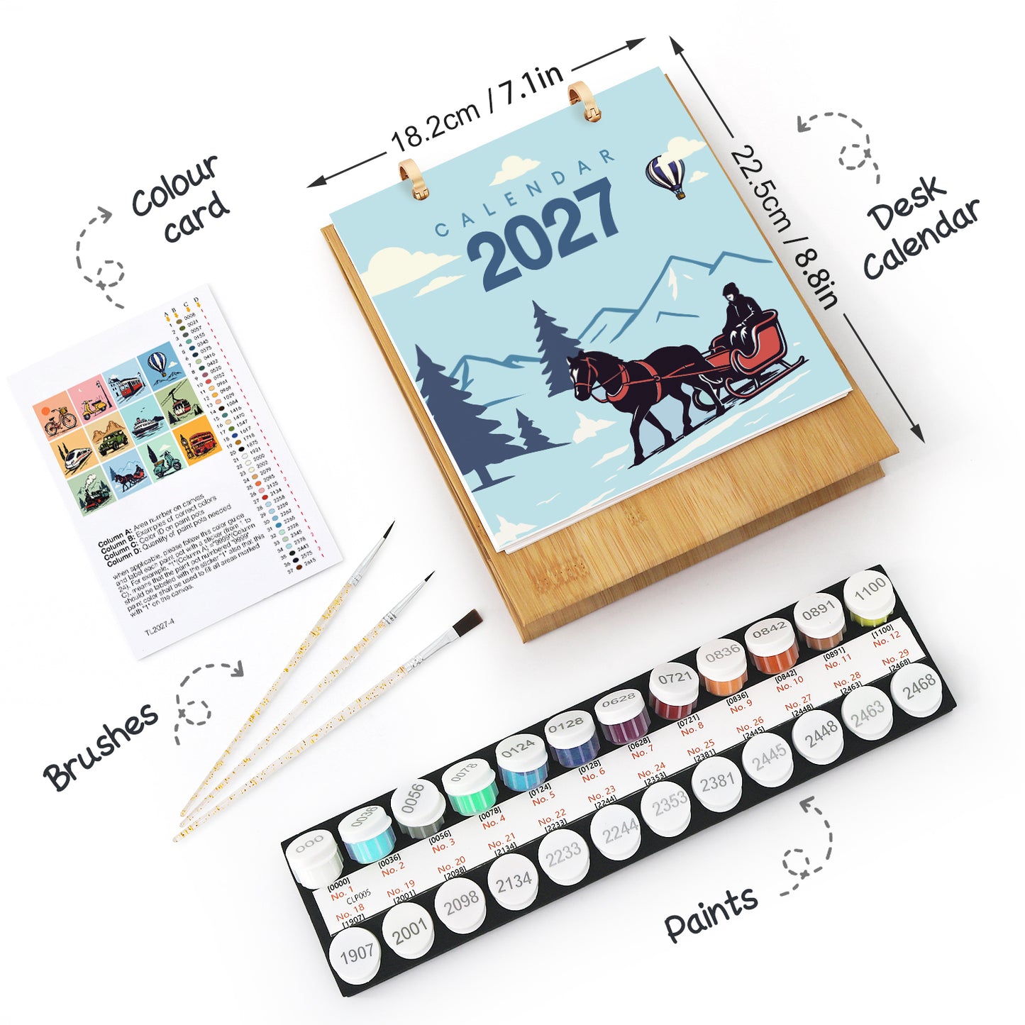 Édition Voyage Vintage – Calendrier de Bureau 2027 à Peindre par Numéros