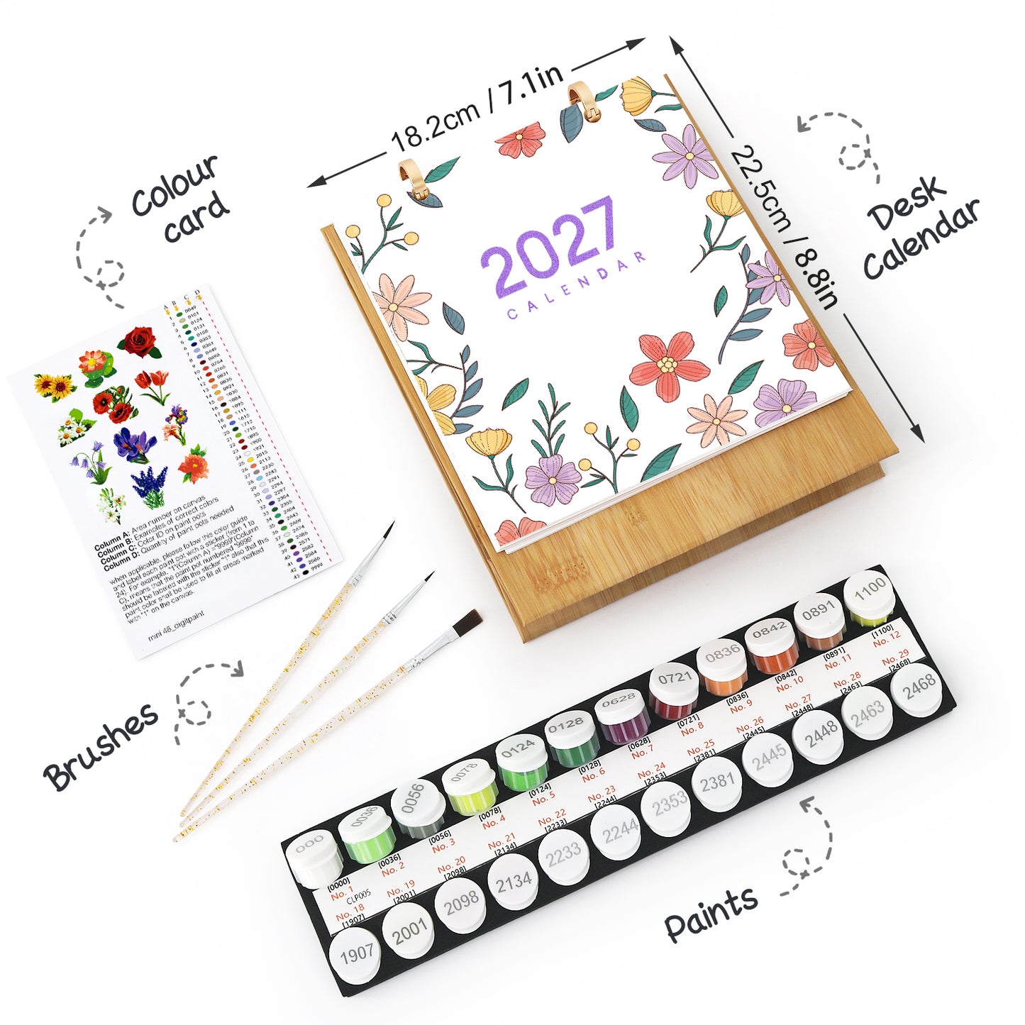 Édition Fleurs – Calendrier de Bureau 2027 à Peindre par Numéros