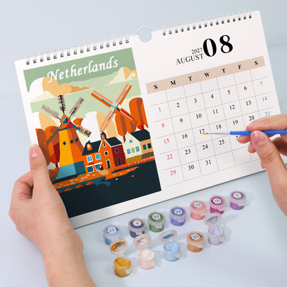Édition Monuments Célèbres – Calendrier de Bureau 2027 à Peindre par Numéros