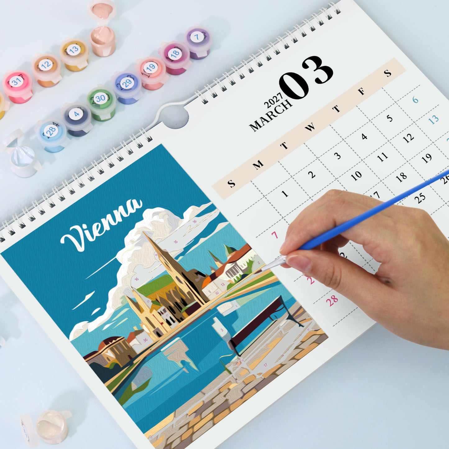 Édition Monuments Célèbres – Calendrier de Bureau 2027 à Peindre par Numéros