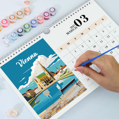 Édition Monuments Célèbres – Calendrier de Bureau 2027 à Peindre par Numéros