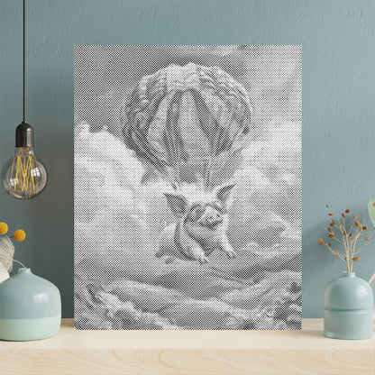 Cochon volant - Peinture à points