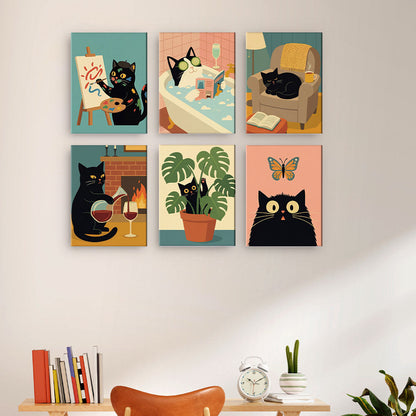 Chat noir tranquille