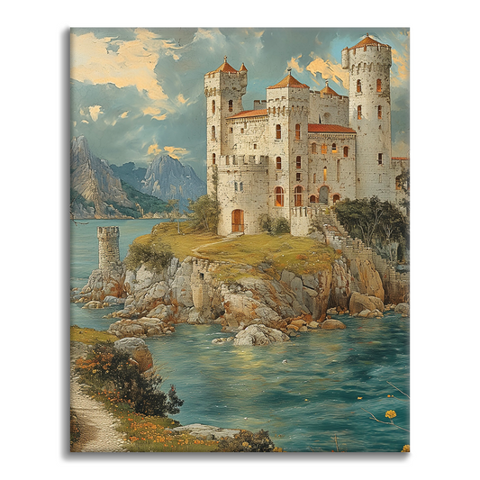Ancien château sur la mer - Peinture par numéros