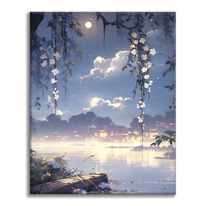 La famille au clair de lune - Peinture par numéros
