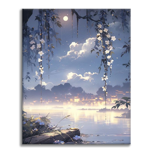 La famille au clair de lune - Peinture par numéros