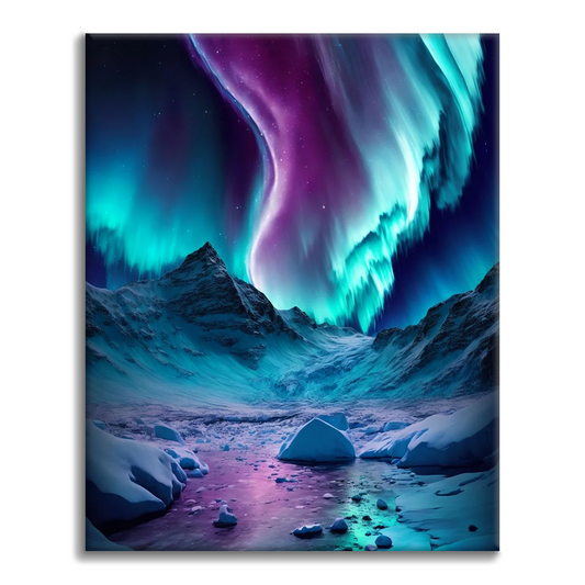 Aurore boréale bleue – Peinture par numéros