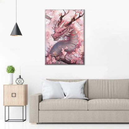 Dragon en fleurs de cerisier - Peinture par numéros