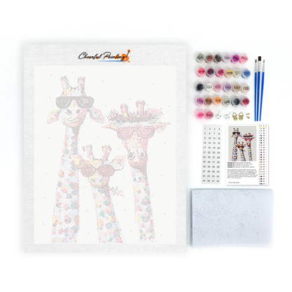 Famille de girafes abstraite et colorée – Peinture par numéros
