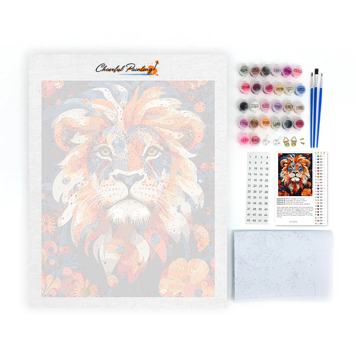 Lion au Cœur Courageux - Peinture par Numéros