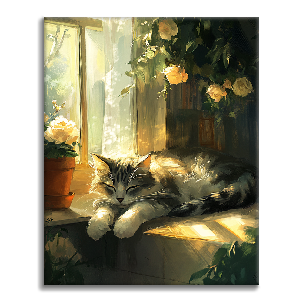 Chat qui Somnole - Peinture par Numéros