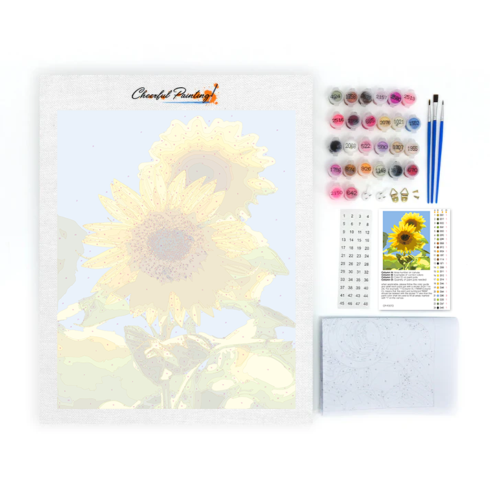 Un tournesol jaune – Peinture par numéros
