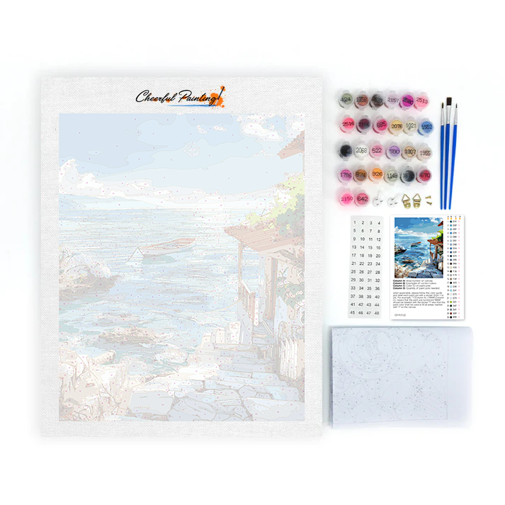Cabane en bord de mer – Peinture par numéros