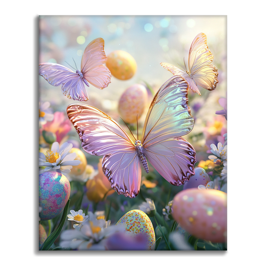 Papillons et Œufs de Printemps - Peinture par Numéros