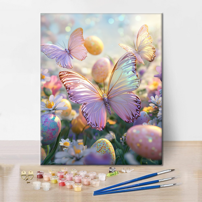 Papillons et Œufs de Printemps - Peinture par Numéros