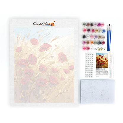 Champ de blé et fleurs – Peinture par numéros