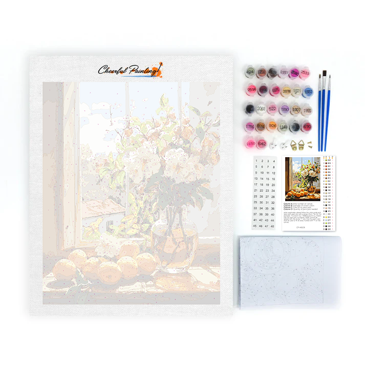 Fruits et fleurs près de la fenêtre – Peinture par numéros