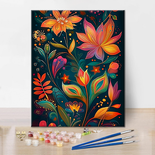 Fleur Totem - Peinture par Numéros