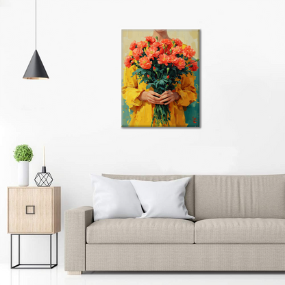 Tenant des œillets – Peinture par numéros