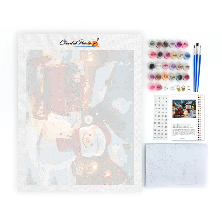 Bonhomme de neige et cadeaux de Noël – Peinture par numéros