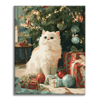 Chat de Noël – Peinture par numéros