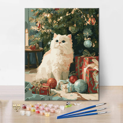Chat de Noël – Peinture par numéros
