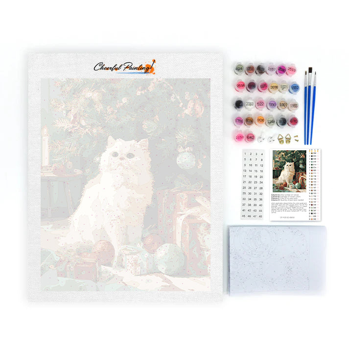 Chat de Noël – Peinture par numéros