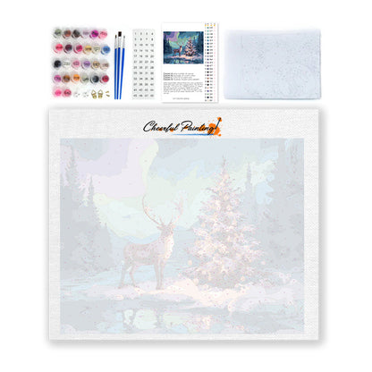 Renne et sapin de Noël – Peinture par numéros