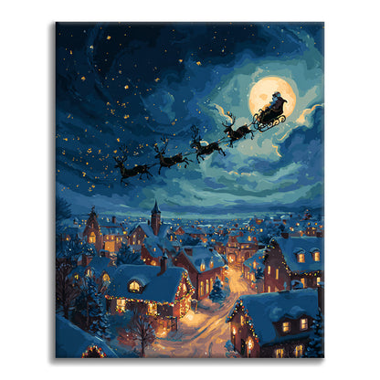 Père Noël distribuant des cadeaux – Peinture par numéros